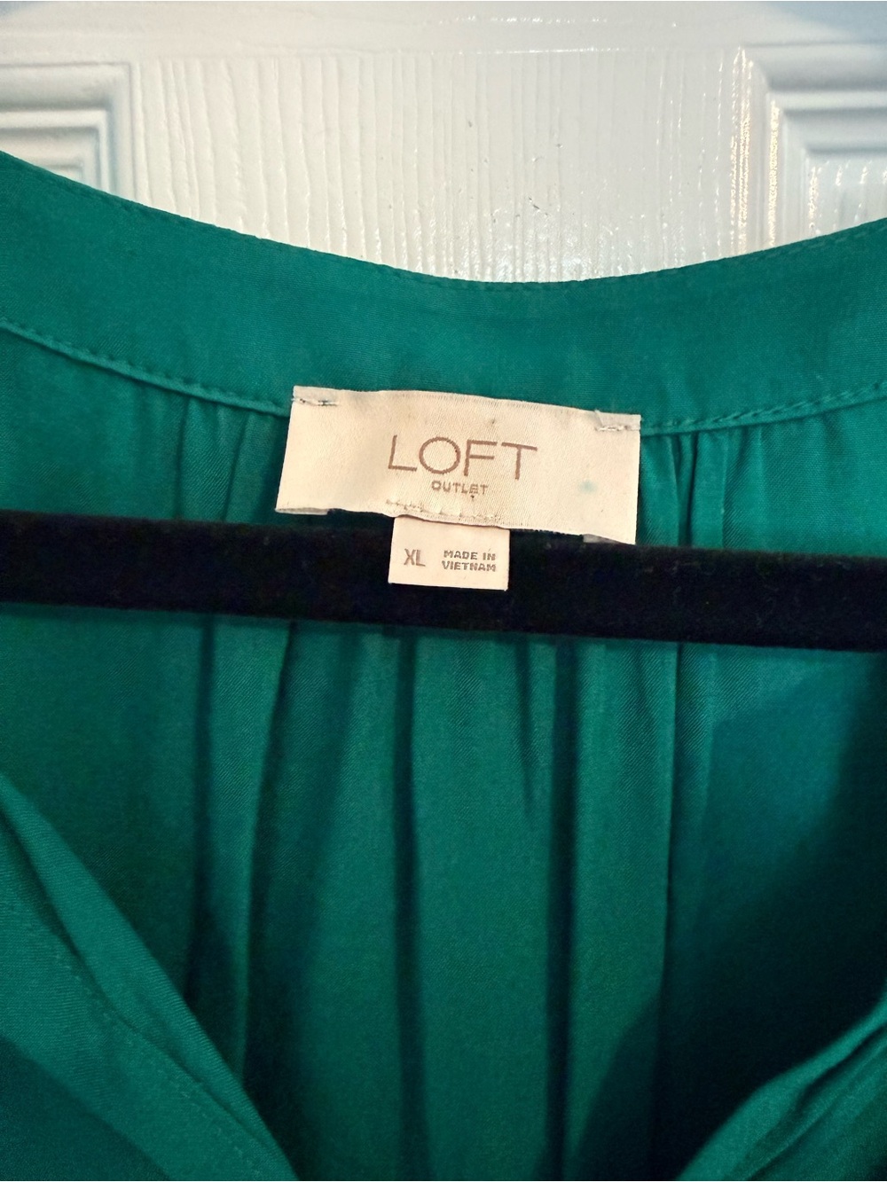 Loft Women's Green Peplum Button-Front Blouse - Picture 3 of 3